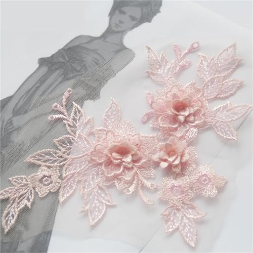 YDYAENIO Flower Embroidered Lace Applique with Flower DIY Lace Fabric Trim Craft Wedding Dress Patches für Hochzeitskleid Kostüme(Color 4) von YDYAENIO