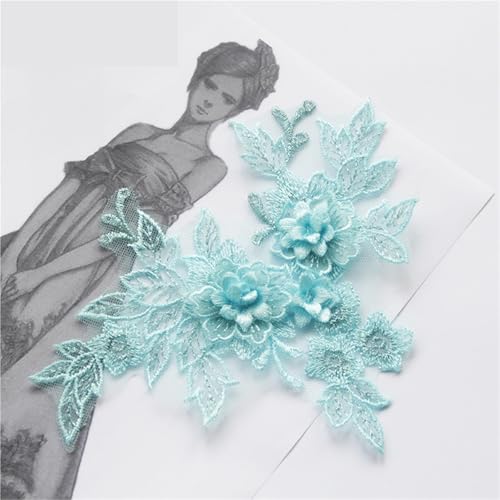 YDYAENIO Flower Embroidered Lace Applique with Flower DIY Lace Fabric Trim Craft Wedding Dress Patches für Hochzeitskleid Kostüme(Color 5) von YDYAENIO