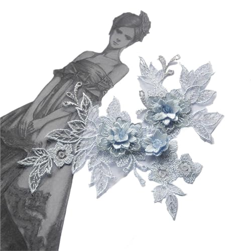 YDYAENIO Flower Embroidered Lace Applique with Flower DIY Lace Fabric Trim Craft Wedding Dress Patches für Hochzeitskleid Kostüme(Color 8) von YDYAENIO