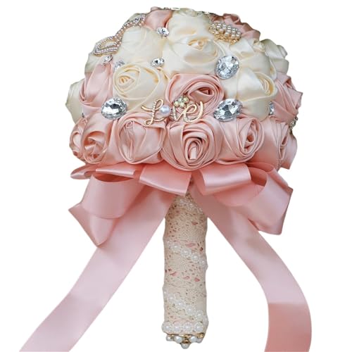 YDYAENIO Handgemachte Satin-Rosensträuße, Vintage-Brautstrauß for Werfen, for Hochzeitsdekoration für Haus Hochzeit(Color1) von YDYAENIO