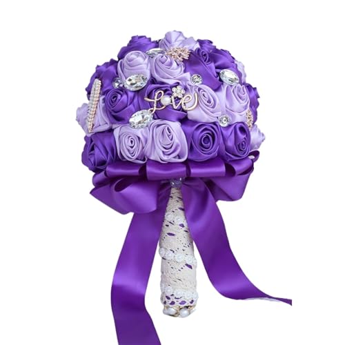 YDYAENIO Handgemachte Satin-Rosensträuße, Vintage-Brautstrauß for Werfen, for Hochzeitsdekoration für Haus Hochzeit(Color4) von YDYAENIO