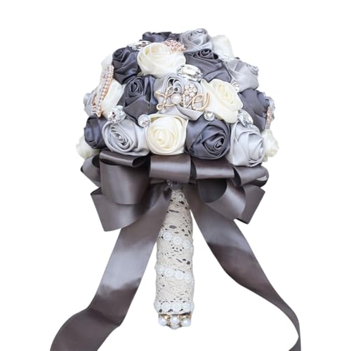 YDYAENIO Handgemachte Satin-Rosensträuße, Vintage-Brautstrauß for Werfen, for Hochzeitsdekoration für Haus Hochzeit(Color5) von YDYAENIO
