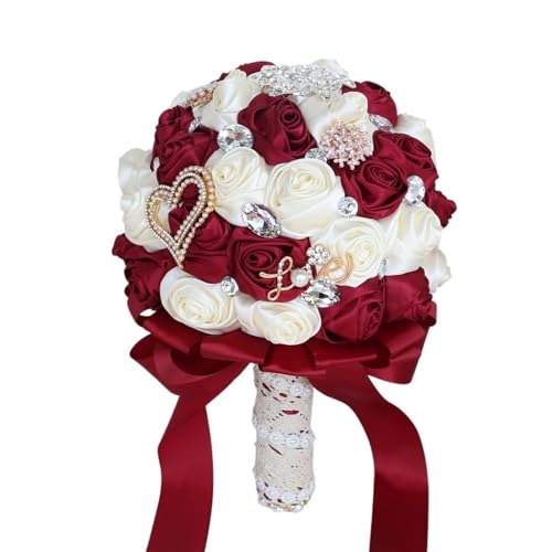 YDYAENIO Handgemachte Satin-Rosensträuße, Vintage-Brautstrauß for Werfen, for Hochzeitsdekoration für Haus Hochzeit(Color7) von YDYAENIO
