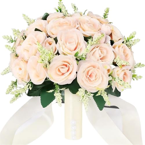 YDYAENIO Hochzeit Bouquet Braut Hochzeit Zubehör Seide Band Künstliche Rosen Halten Blumen Braut Mariage Bouquet für Haus Hochzeit(Color1) von YDYAENIO