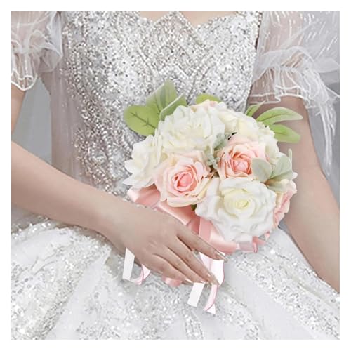 YDYAENIO Hochzeit Brautstrauß Hochzeitsdekoration Handarbeit Brautjungfernstrauß for Brautjungfern Tafelaufsatz Kirche Party Jahrestag für Haus Hochzeit(Pink) von YDYAENIO