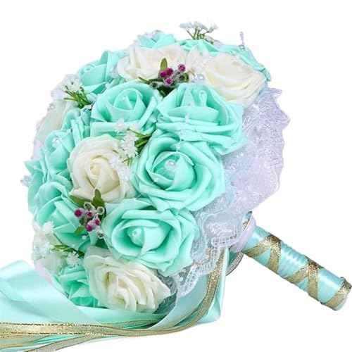 YDYAENIO Hochzeitssträuße Handgemachte Brautblumen Hochzeitsgeschenke Hochzeitsaccessoires Blumen Birnen Perlen mit Band für Haus Hochzeit(0005) von YDYAENIO
