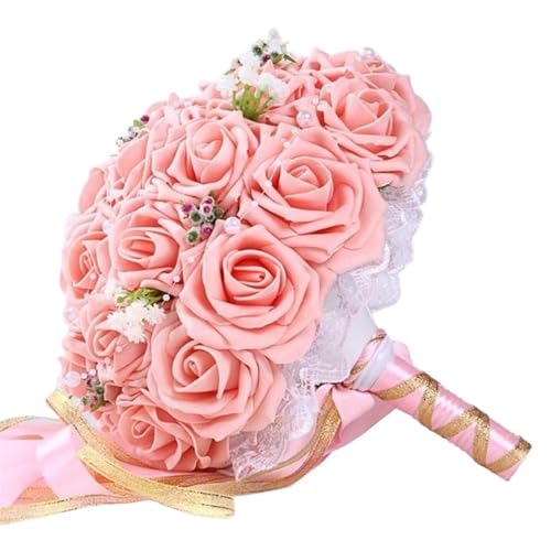 YDYAENIO Hochzeitssträuße Handgemachte Brautblumen Hochzeitsgeschenke Hochzeitsaccessoires Blumen Birnen Perlen mit Band für Haus Hochzeit(015) von YDYAENIO