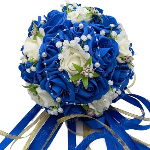YDYAENIO Hochzeitssträuße Handgemachte Brautblumen Hochzeitsgeschenke Hochzeitsaccessoires Blumen Birnen Perlen mit Band für Haus Hochzeit(016) von YDYAENIO
