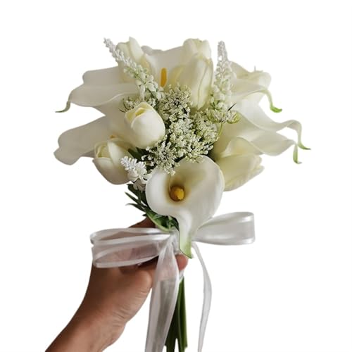 YDYAENIO Hochzeitsstrauß, künstliche Calla-Lilie, Handstrauß, Brautstrauß mit Blumen for Brautjungfern, Hochzeitsblumen, Braut-Accessoires für Haus Hochzeit YDYAENIO Hochzeitsstrauß, künstliche Calla-Lilie, Handstrauß, Brautstrauß mit Blumen for Brautjungfern, Hochzeitsblumen, Braut-Accessoires für Haus Hochzeit von YDYAENIO