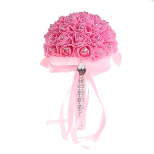 YDYAENIO Hochzeitsstrauß Schaumrosen Braut Brautjungfer Hochzeit Handstrauß Künstliche Gefälschte Blumen für Haus Hochzeit(Pink) von YDYAENIO