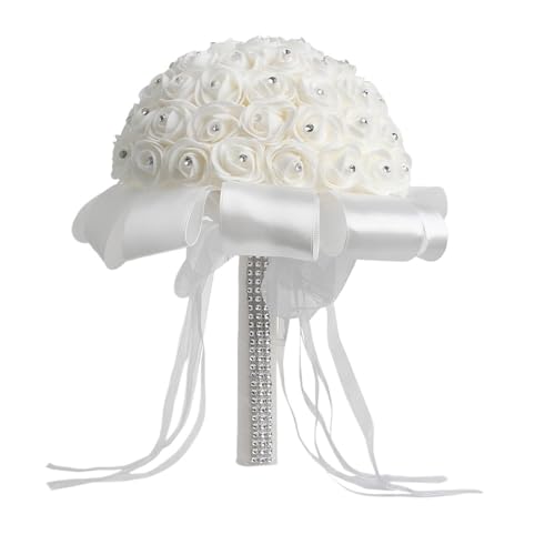 YDYAENIO Hochzeitsstrauß Schaumrosen Braut Brautjungfer Hochzeit Handstrauß Künstliche Gefälschte Blumen für Haus Hochzeit(White) von YDYAENIO