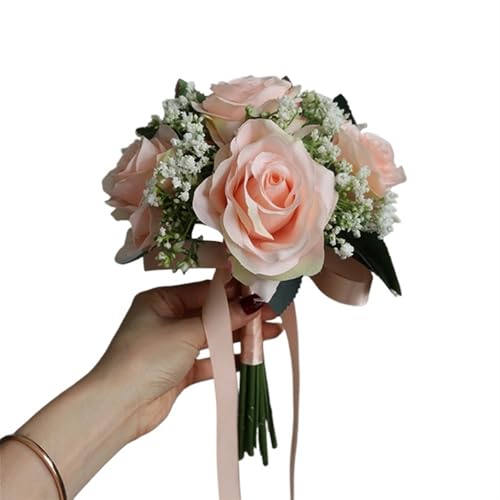 YDYAENIO Künstliche Rosen Blumen Bouquet Seide Gefälschte Blumen Hochzeit DIY Hause Tisch Vase Dekoration Faux Flores für Haus Hochzeit(Pink3) von YDYAENIO