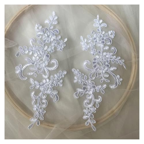 YDYAENIO Lace Applique Sew on Patch Fabric 1Pair Embroidery Flower Exquisite Trim Patches Crafts Stickers Bag Gown Decoration für Hochzeitskleid Kostüme(Color2) von YDYAENIO