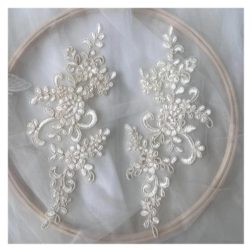 YDYAENIO Lace Applique Sew on Patch Fabric 1Pair Embroidery Flower Exquisite Trim Patches Crafts Stickers Bag Gown Decoration für Hochzeitskleid Kostüme(Yellow) von YDYAENIO