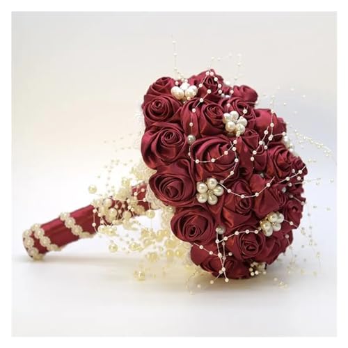 YDYAENIO Schöne künstliche Rose Band Blumen Perlen Perlen Brautstrauß Brautjungfer Hochzeit Bouquets für Haus Hochzeit(Color1) von YDYAENIO