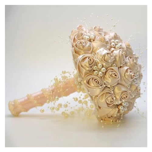 YDYAENIO Schöne künstliche Rose Band Blumen Perlen Perlen Brautstrauß Brautjungfer Hochzeit Bouquets für Haus Hochzeit(Color2) von YDYAENIO