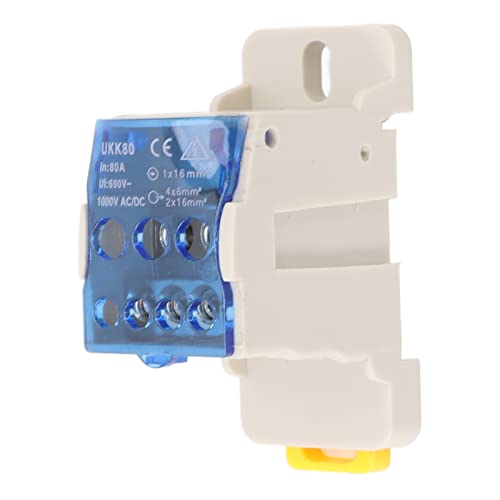 35 -mm -DIN -Schienenscheibenanschlussbox, AC DC1000V Kupferleiterverteilungsgehäuse mit Transparenter Abdeckung für Elektrische Klemme Blockanschluss (80A) von YDuupxe