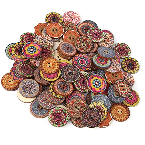 Holz Vintage 2 Löcher Blumenknöpfe, Gemischtes Design. 100 PCs Bastel Dekorativ 25 Mm, Zum Nähen von Handwerksnähten, Ornamente Holz Vintage 2 Löcher Blumenknöpfe, Gemischtes Design. 100 PCs Bastel Dekorativ 25 Mm, Zum Nähen von Handwerksnähten, Ornamente von YDuupxe