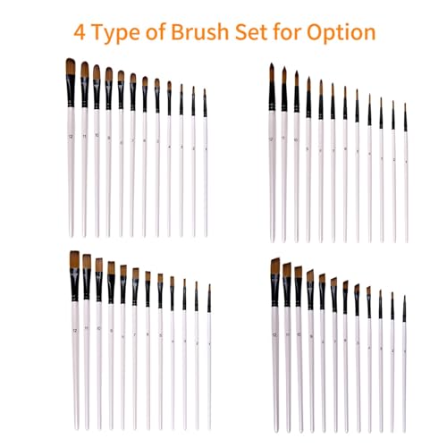 YDuupxe 12 PCs Aquarellpinsel Pinsel Set Nylon für Acryltinte und Gouache -Detail Waschlesfüllungen Malereien für Erwachsene Miniaturen (12pcs Winkelbürsten) von YDuupxe