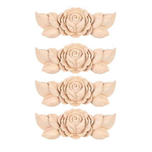 YDuupxe 4pcs Blumengeschnitzte Ecke Onlay Applike Türschrank Vintage Style Möbeldekoration (Typ D) von YDuupxe