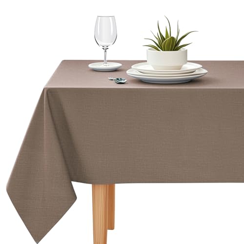 YEAHSEA Rechteck PVC Tischdecke, wasserdichte Tischdecke Schutz wischen saubere Tischdecke für Küche Party im Freien Indoor (Kaffee, 180 x 140 cm) von YEAHSEA