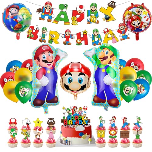 Luftballons Geburtstag 39 Stück Happy Birthday Girlande Ballons Bunt Cartoon Tortendeko Cupcake Topper für Geburtstag Deko, Thema Party, Babypartys von YEAMLTE