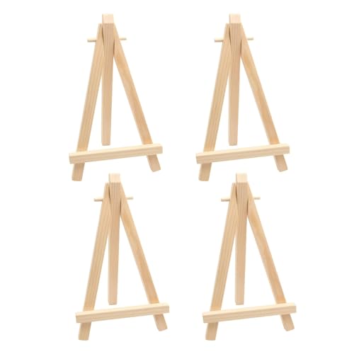 Staffelei Klein, 4 PCS Mini Staffelei, Kleine Staffeleis für den Tisch, Kleine Holz Dreieck Staffeleien, Tischdekorationen für Gemälde, Fotos, Hochzeiten, Geburtstage, Party Displays (8 ×15 cm) von YEAMLTE
