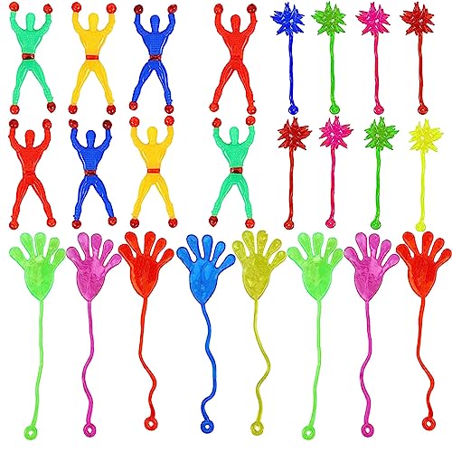 YEAPEAK Klatschhände Kinder Set, Sticky Glibberhände Als Mitgebsel, Klebrige Spielzeug, Fensterkletterer, Klatschhand Für Spielzeug Und Spaßfaktor Partys (Palm, Kletterer Und Meteor Hammer-24 Stücke) von YEAPEAK