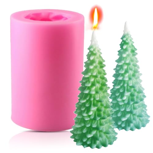 YEAPEAK Silikon Weihnachtsbaum Form, 3D Weihnachtsbaum Silikonform, Weihnachten Kerzengießform, DIY Kerzengießform, Seifenkerzenherstellung, für Weihnachtsfeier Dekoration Silikonform von YEAPEAK