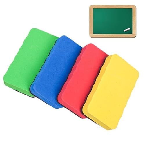 4 x Whiteboard-Radiergummi, magnetischer Whiteboard-Radiergummi, mit dickem Filz-Pad, für Zuhause, Büro und Klassenzimmer (4 Farben) von YEDJFFIYO