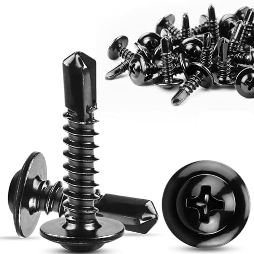 60 Stück schwarze selbstschneidende Schrauben, M4,2 x 19 mm, selbstbohrende Schrauben, 410 Edelstahl, Tellerkopfschraube für Metallarbeiten, Holzpflege, Dachdecker und Möbelprojekte 60 Stück schwarze selbstschneidende Schrauben, M4,2 x 19 mm, selbstbohrende Schrauben, 410 Edelstahl, Tellerkopfschraube für Metallarbeiten, Holzpflege, Dachdecker und Möbelprojekte von YEDJFFIYO