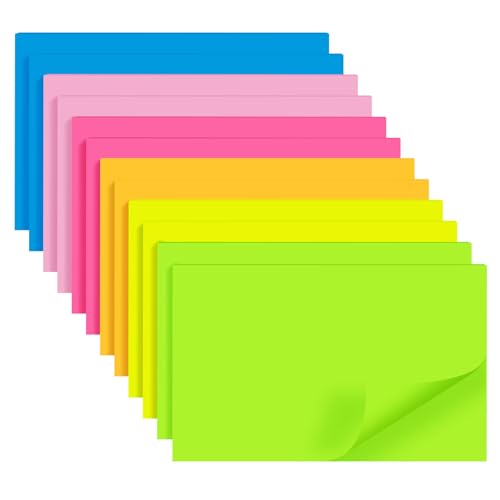 12 Blöcke Haftnotizen (76 x 127 mm), 6 Brillante Farben, Leicht zu Beschreiben, To-Do-Listen & Termine - Haftet Sicher, Lässt Sich Rückstandsfrei Abziehen von YEECOK