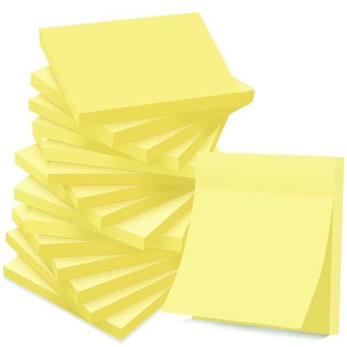 16 Blöcken Haftnotizen Kanariengelb, 76 x 76 mm Selbstklebende Klebezettel, Post Sticky Notes für Büro Zuhause Schule Sitzung, 75 Blatt pro Blöcken, Das sind 1.200 Blatt von YEECOK