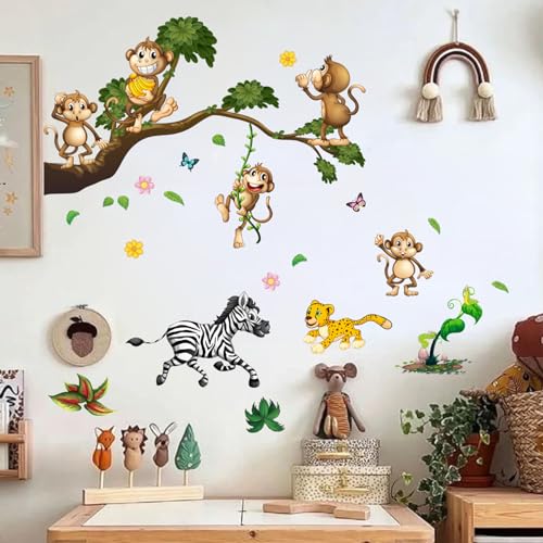 Wandtattoo Tiere Baum Wandaufkleber Affen Zebra DIY Wandsticker Wanddeko für Kinderzimmer Babyzimmer Wohnzimmer Wandtattoo Tiere Baum Wandaufkleber Affen Zebra DIY Wandsticker Wanddeko für Kinderzimmer Babyzimmer Wohnzimmer von YEELIKE