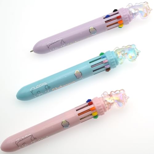 YEEMO Mehrfarbige Kugelschreiber, 0,7 mm, 10-in-1, mehrfarbig, mit niedlichen Kristallspitzen, transparente Tasche, ideal für Studenten, Büro und als Geschenk für Kinder, 3 Stück (Kristall-Einhorn) YEEMO Mehrfarbige Kugelschreiber, 0,7 mm, 10-in-1, mehrfarbig, mit niedlichen Kristallspitzen, transparente Tasche, ideal für Studenten, Büro und als Geschenk für Kinder, 3 Stück (Kristall-Einhorn) von YEEMO