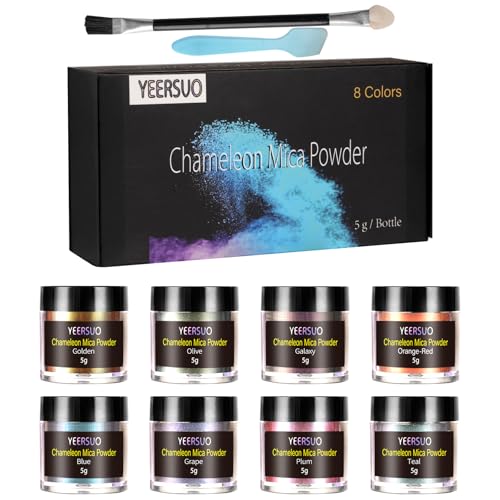 Chameleon Powder, 8 Farben Chameleon Mica Powder, Mica Pulver für Epoxidharz, Epoxidharz Farbe, Metallpulver für Seifenfarbe, Nagellack, Schleim, je 5 g Chameleon Powder, 8 Farben Chameleon Mica Powder, Mica Pulver für Epoxidharz, Epoxidharz Farbe, Metallpulver für Seifenfarbe, Nagellack, Schleim, je 5 g von YEERSUO