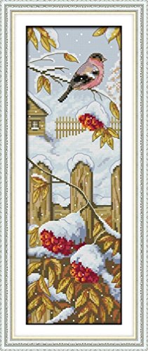 YEESAM ART® Kreuzstich-Set für fortgeschrittene Winterlandschaft, Stickset, Handarbeit, Weihnachtsgeschenke (geprägte Leinwand) von YEESAM ART