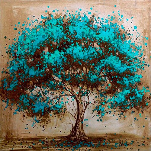 YEESAM ART 5D-Strassstein-Gemälde, bunte Bäume, 25 x 25 cm, zum Selbermachen, Malen nach Zahlen, Kreuzstich, Stickerei (grüner Baum) von YEESAM ART