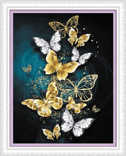 YEESAM ART Kreuzstich-Sets für Erwachsene, 11 Karat, 36 x 46 cm, Himmelsdruck, Kreuzstich-Sets mit Retro-Hohlschmetterling, geprägte Sticksets für Erwachsene, Wandkunst Heimdekoration YEESAM ART Kreuzstich-Sets für Erwachsene, 11 Karat, 36 x 46 cm, Himmelsdruck, Kreuzstich-Sets mit Retro-Hohlschmetterling, geprägte Sticksets für Erwachsene, Wandkunst Heimdekoration von YEESAM ART