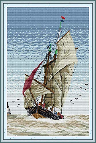 YEESAM ART Kreuzstich Stickerei Set für Erwachsene Anfänger Kinder, Segelboot Schiff auf Meer 11CT 40×59 cm Vorgedruckten DIY Stickerei Handarbeit Kits YEESAM ART Kreuzstich Stickerei Set für Erwachsene Anfänger Kinder, Segelboot Schiff auf Meer 11CT 40×59 cm Vorgedruckten DIY Stickerei Handarbeit Kits von YEESAM ART