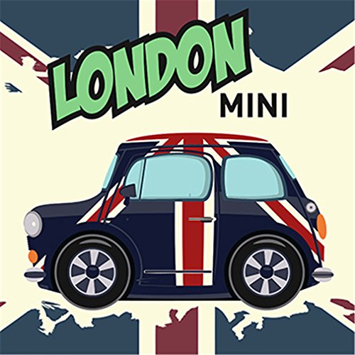 YEESAM ART Malen nach Zahlen für Kinder und Anfänger – London Mini Auto 20,3 x 20,3 cm Leinen-Leinwand – DIY Zahlen Gemälde (Auto) von YEESAM ART