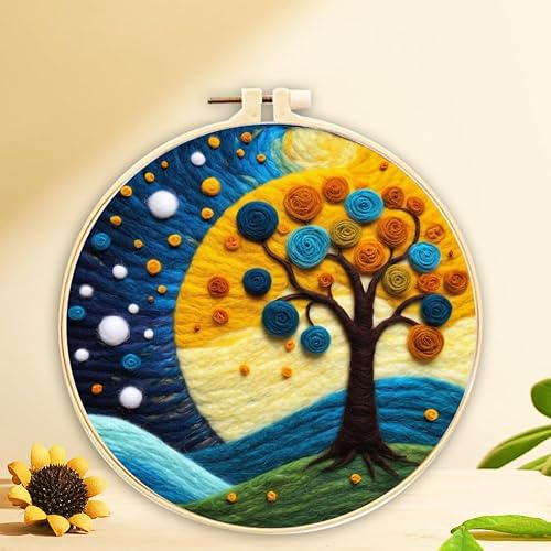 YEESAM ART Nadelfilz-Bilder-Kits, verträumte Baumlandschaft für Anfänger und Erwachsene, DIY Wollfilz-Malerei-Starter-Kit mit Rahmen und Werkzeugen für Heimdekoration YEESAM ART Nadelfilz-Bilder-Kits, verträumte Baumlandschaft für Anfänger und Erwachsene, DIY Wollfilz-Malerei-Starter-Kit mit Rahmen und Werkzeugen für Heimdekoration von YEESAM ART