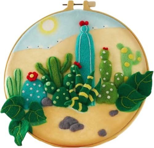 YEESAM ART Nadelfilz Bilder Kits Kaktus für Anfänger Erwachsene, DIY Wollfilz Malerei Starter Kit mit Rahmen und Werkzeugen für Home Decor YEESAM ART Nadelfilz Bilder Kits Kaktus für Anfänger Erwachsene, DIY Wollfilz Malerei Starter Kit mit Rahmen und Werkzeugen für Home Decor von YEESAM ART