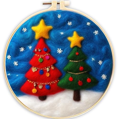 YEESAM ART Nadelfilz-Bilder-Set, Weihnachtsbaum, für Anfänger und Erwachsene, DIY-Wollfilz-Malerei-Starter-Set mit Rahmen und Werkzeugen für Heimdekoration YEESAM ART Nadelfilz-Bilder-Set, Weihnachtsbaum, für Anfänger und Erwachsene, DIY-Wollfilz-Malerei-Starter-Set mit Rahmen und Werkzeugen für Heimdekoration von YEESAM ART