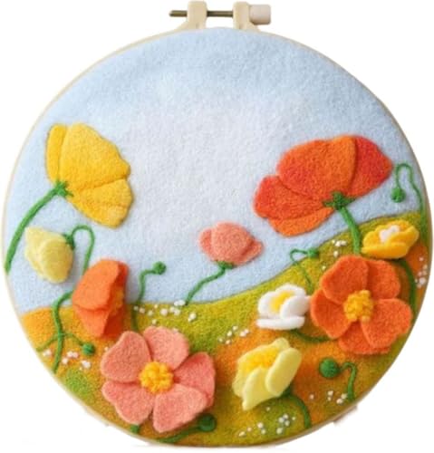 YEESAM ART Nadelfilz-Bilder-Set, bunte Blumen, ländlich, für Anfänger und Erwachsene, DIY-Wollfilz-Malerei-Starter-Set mit Rahmen und Werkzeugen für Heimdekoration YEESAM ART Nadelfilz-Bilder-Set, bunte Blumen, ländlich, für Anfänger und Erwachsene, DIY-Wollfilz-Malerei-Starter-Set mit Rahmen und Werkzeugen für Heimdekoration von YEESAM ART
