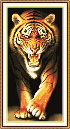 YEESAM ART Neu Kreuzstich Stickpackung - König der Tiere Tiger 14 CT 45×84 cm DIY Stickerei Set Weiß Segeltuch - Kreuz Nähen Handarbeit Weihnachten Geschenke Cross Stitch Kit YEESAM ART Neu Kreuzstich Stickpackung - König der Tiere Tiger 14 CT 45×84 cm DIY Stickerei Set Weiß Segeltuch - Kreuz Nähen Handarbeit Weihnachten Geschenke Cross Stitch Kit von YEESAM ART