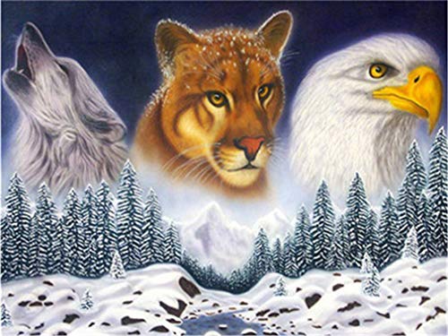 YEESAM ART Neuheiten Malen nach Zahlen Erwachsene Kinder, Leopard Wolf Adler Schnee Berg 40x50 cm Leinen Segeltuch, DIY ölgemälde Weihnachten Geschenke von YEESAM ART