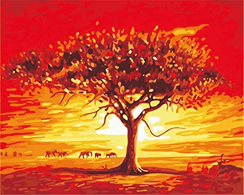 YEESAM ART Neuheiten Malen nach Zahlen Erwachsene Kinder, afrikanisch Elefant, Baum der Hoffnung, Sonnenuntergang 40x50 cm Leinen Segeltuch, DIY ölgemälde Weihnachten Geschenke YEESAM ART Neuheiten Malen nach Zahlen Erwachsene Kinder, afrikanisch Elefant, Baum der Hoffnung, Sonnenuntergang 40x50 cm Leinen Segeltuch, DIY ölgemälde Weihnachten Geschenke von YEESAM ART
