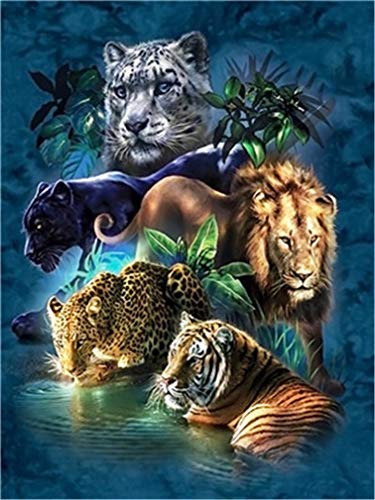 YEESAM ART New Malen nach Zahlen für Erwachsene Kinder – Wald Tiere Tiger Leopard Löwe 40,6 x 50,8 cm Leinengewebe – DIY Digital Malen nach Zahlen Kits auf Leinwand, Without Frame von YEESAM ART