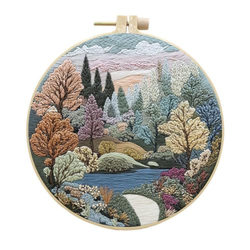 YEESAM ART Stickerei-Starter-Set mit See-Farben, komplettes Set, DIY-Stickerei-Kreuzstich-Set für Erwachsene, Anfänger, Handarbeit, Nähen von YEESAM ART